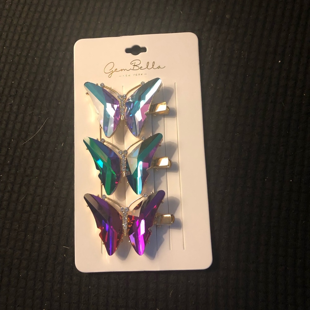 Gem Bella Aurora Borealis Crystal Butterfly Hair Clips- 676 $30 or $25 w/offer